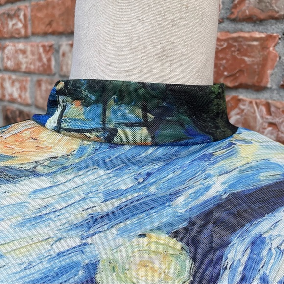 🎉HP 🎉Starry Night blue Van Gogh crop top 🌠 / S, M, L, XL  / NWOT - Picture 10 of 11